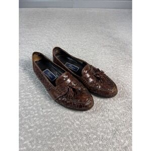 Bragano Shoes Mens Size 9.5 Brown Woven Leather Tassel Loafers Made In Italy